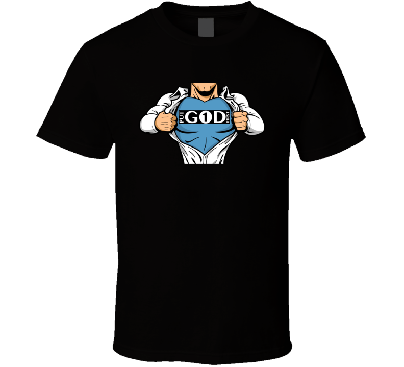 Mens T-shirt Put God First Christian Faith In God Clothing Black
