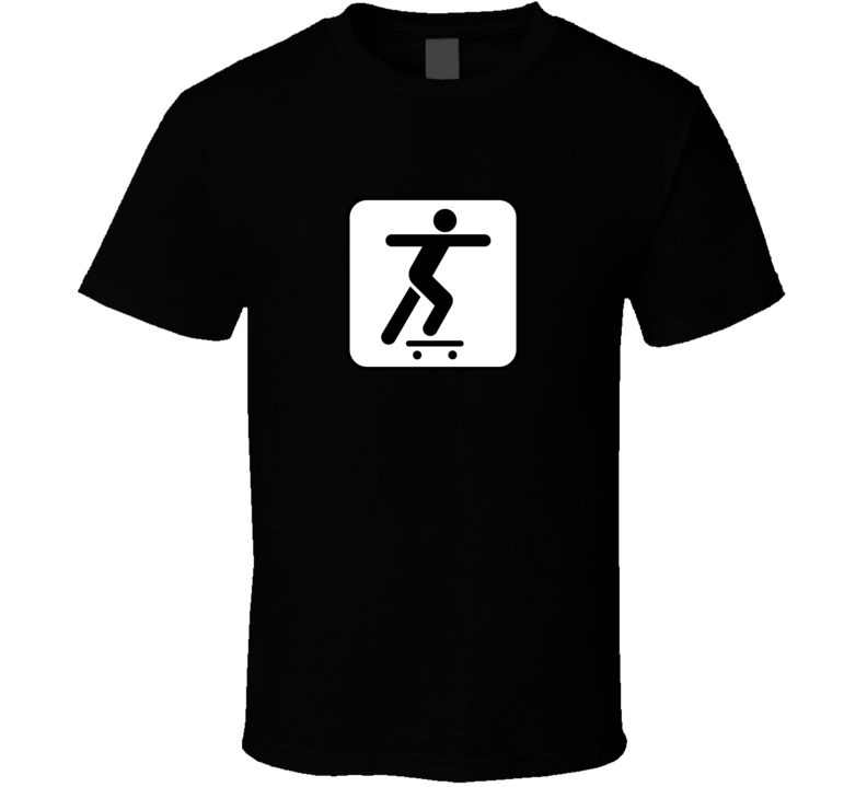 Mens Unisex T-shirt Skateboard Sign Skater Clothing Skating Black