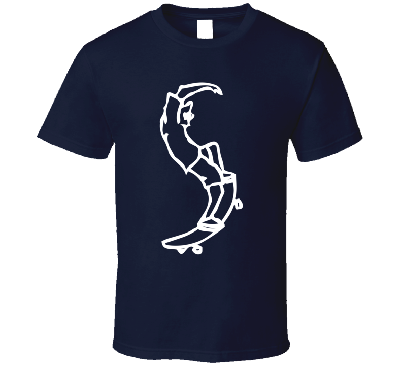 Mens T-shirt Skateboard Skater Clothing Skating Navy Blue