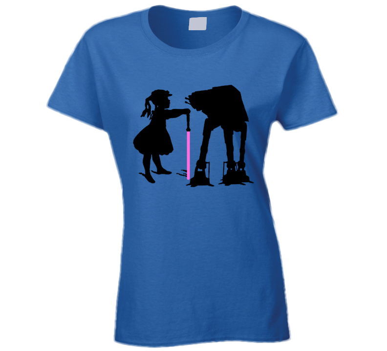 Womens T-shirt Jedi Girl Tames At-At- Imperial Walker Star Wars Rogue One Starwars