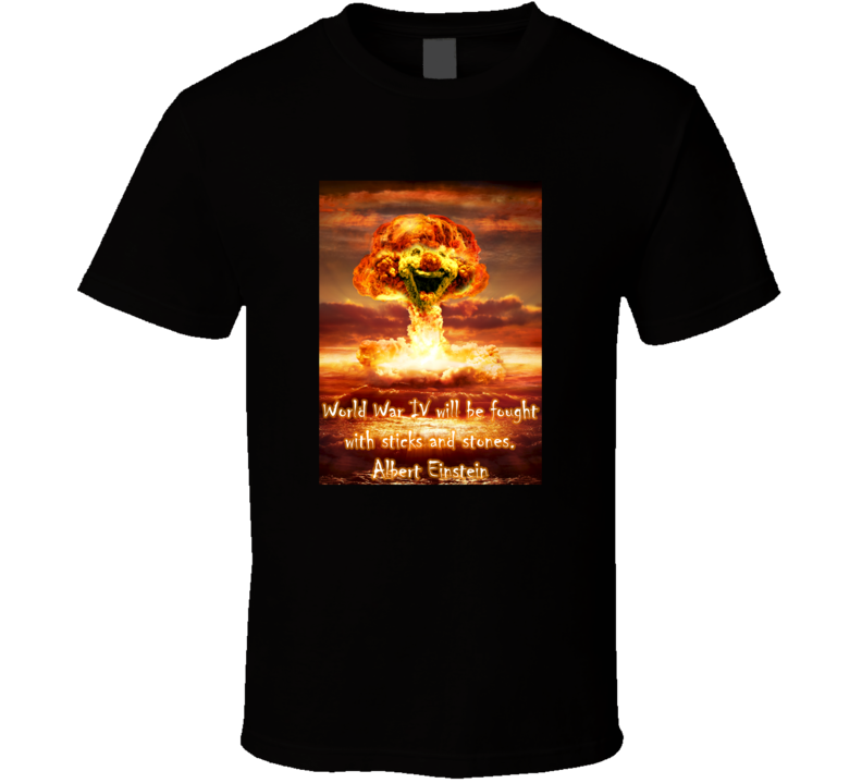 Mens T-shirt Nuclear Bomb Albert Einstein World War Clothing Black 