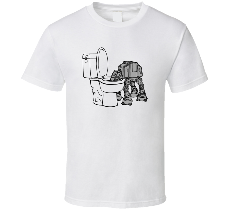 Men's T-shirts Star Wars At-at Imperial Walker Funny Toilet Drink White Shirt