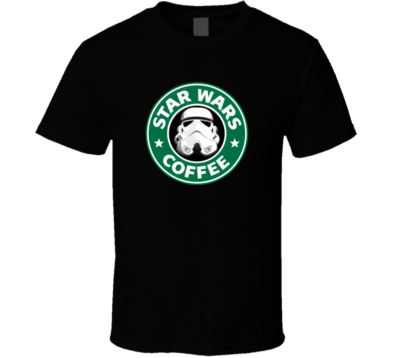 Mens T-shirt Star Wars Coffee Storm Trooper Dark Side Starbucks Blend Black