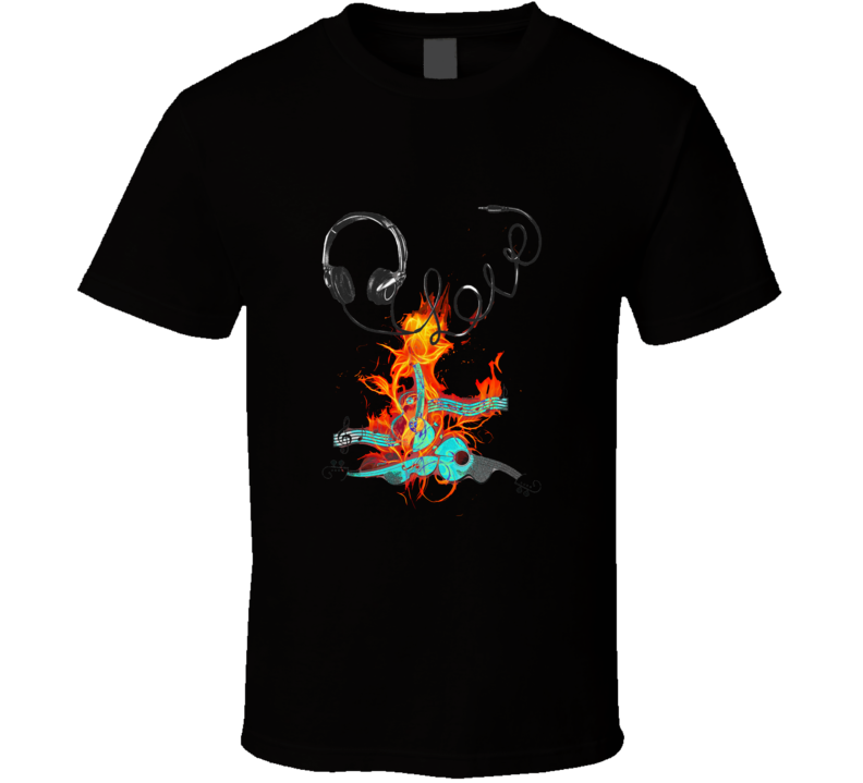 Short Sleeve T-shirt Headphones Guitar Fire Mens Womens Clothing Multiple Styles And Colors T Shirt