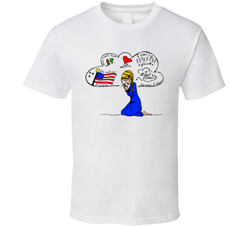 Short Sleeve T-shirt Girl Praying For Our Nation Christian Mens Womens Clothing Multiple Styles And Colors T Shirt