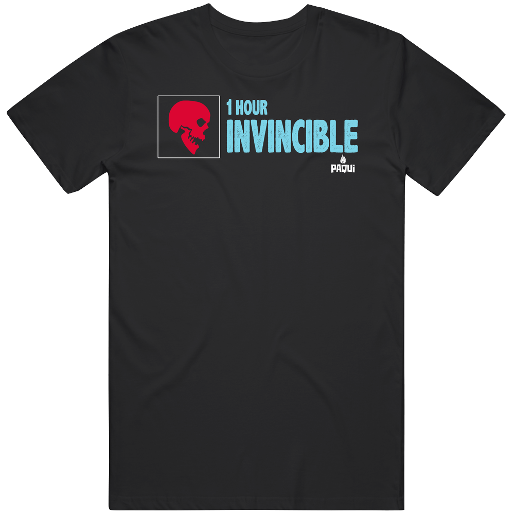 The Pacqui One Chip Challenge 1 Hour Invincible Men’s 100% Cotton Black T Shirt The Pacqui One Chip Challenge 1 Hour Invincible Men’s 100% Cotton Black T Shirt