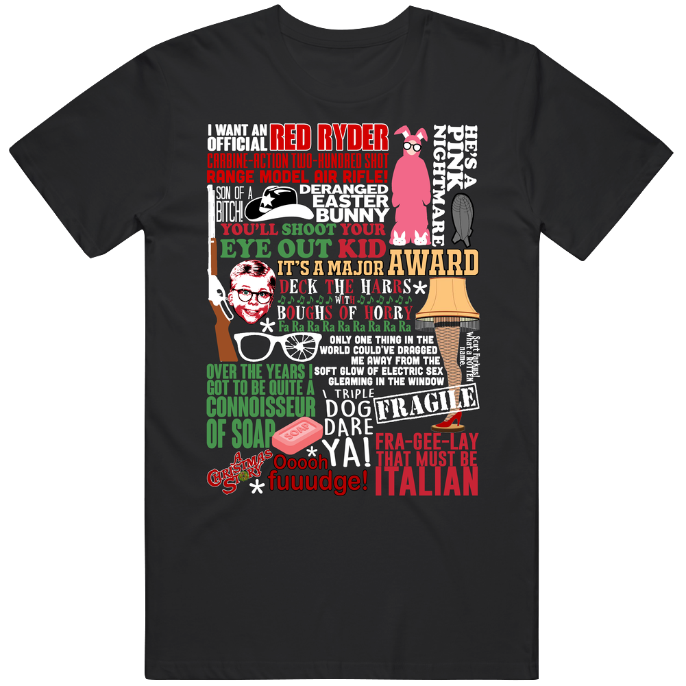 A Christmas Story Funny Holiday Movie Quote Mashup Cool Xmas Gift Men’s 100% Cotton Black T Shirt A Christmas Story Funny Holiday Movie Quote Mashup Cool Xmas Gift Men’s 100% Cotton Black T Shirt