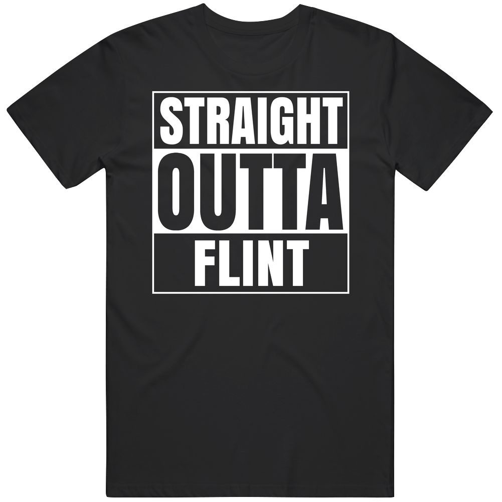 Straight Outta Flint Michigan City Parody Men’s 100% Cotton Black T Shirt Straight Outta Flint Michigan City Parody Men’s 100% Cotton Black T Shirt