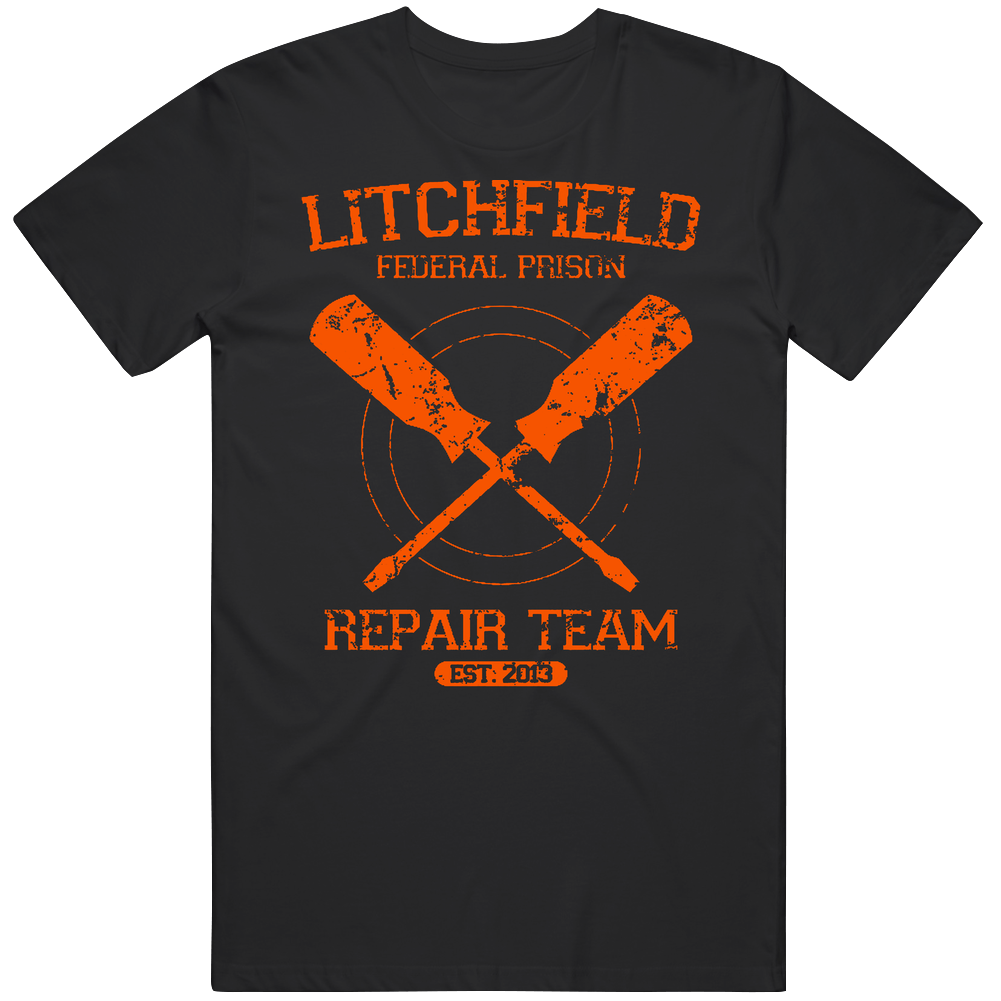 Orange Is The New Black Litchfield Federal Prison Repair Team Netflix Original Fan Men’s 100% Cotton Black T Shirt Orange Is The New Black Litchfield Federal Prison Repair Team Netflix Original Fan Men’s 100% Cotton Black T Shirt