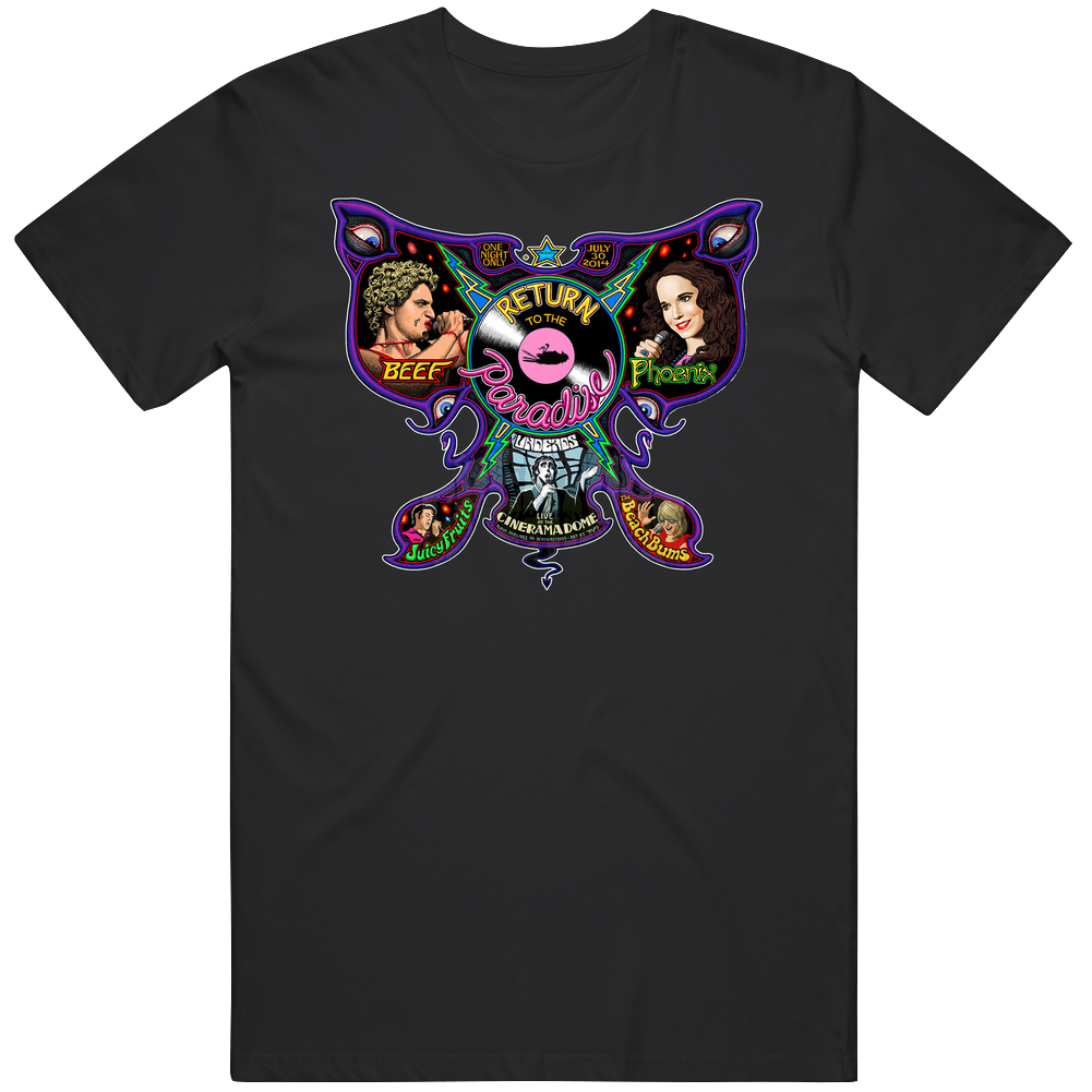 The Beach Bums Phantom Of The Paradise Fictional Music Group Fan Men’s 100% Cotton Black T Shirt The Beach Bums Phantom Of The Paradise Fictional Music Group Fan Men’s 100% Cotton Black T Shirt