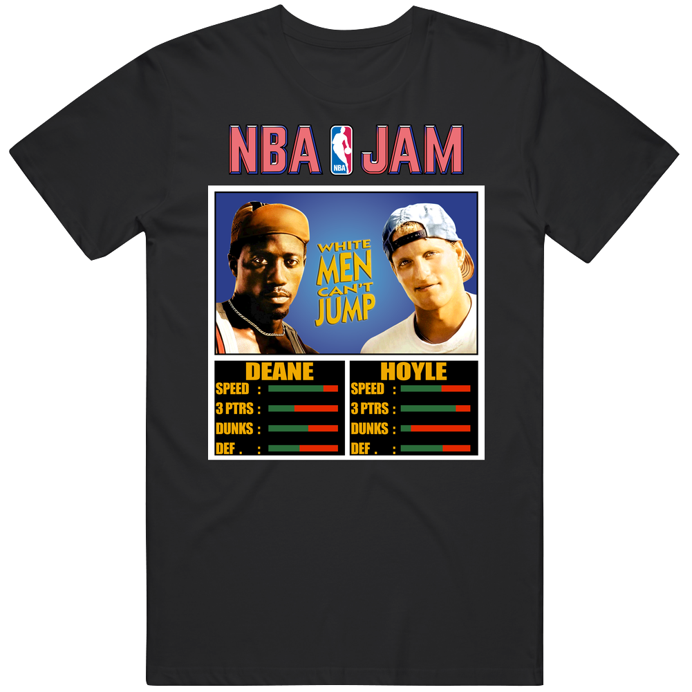 Nba Jam White Men Can't Jump 90s Movie Fan Men’s 100% Cotton Black T Shirt Nba Jam White Men Can't Jump 90s Movie Fan Men’s 100% Cotton Black T Shirt