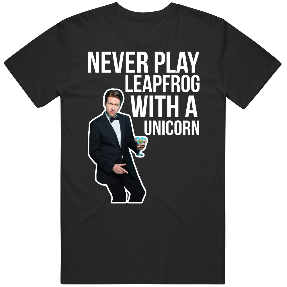 Pete Holmes Never Play Leapfrog With A Unicorn Quote Comedian Fan Men’s 100% Cotton Black T Shirt Pete Holmes Never Play Leapfrog With A Unicorn Quote Comedian Fan Men’s 100% Cotton Black T Shirt