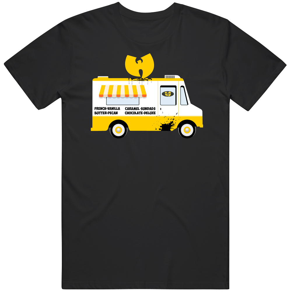 Wu Tang Ice Cream Truck French Vanilla Rap Group Logo Men’s 100% Cotton Black T Shirt Wu Tang Ice Cream Truck French Vanilla Rap Group Logo Men’s 100% Cotton Black T Shirt
