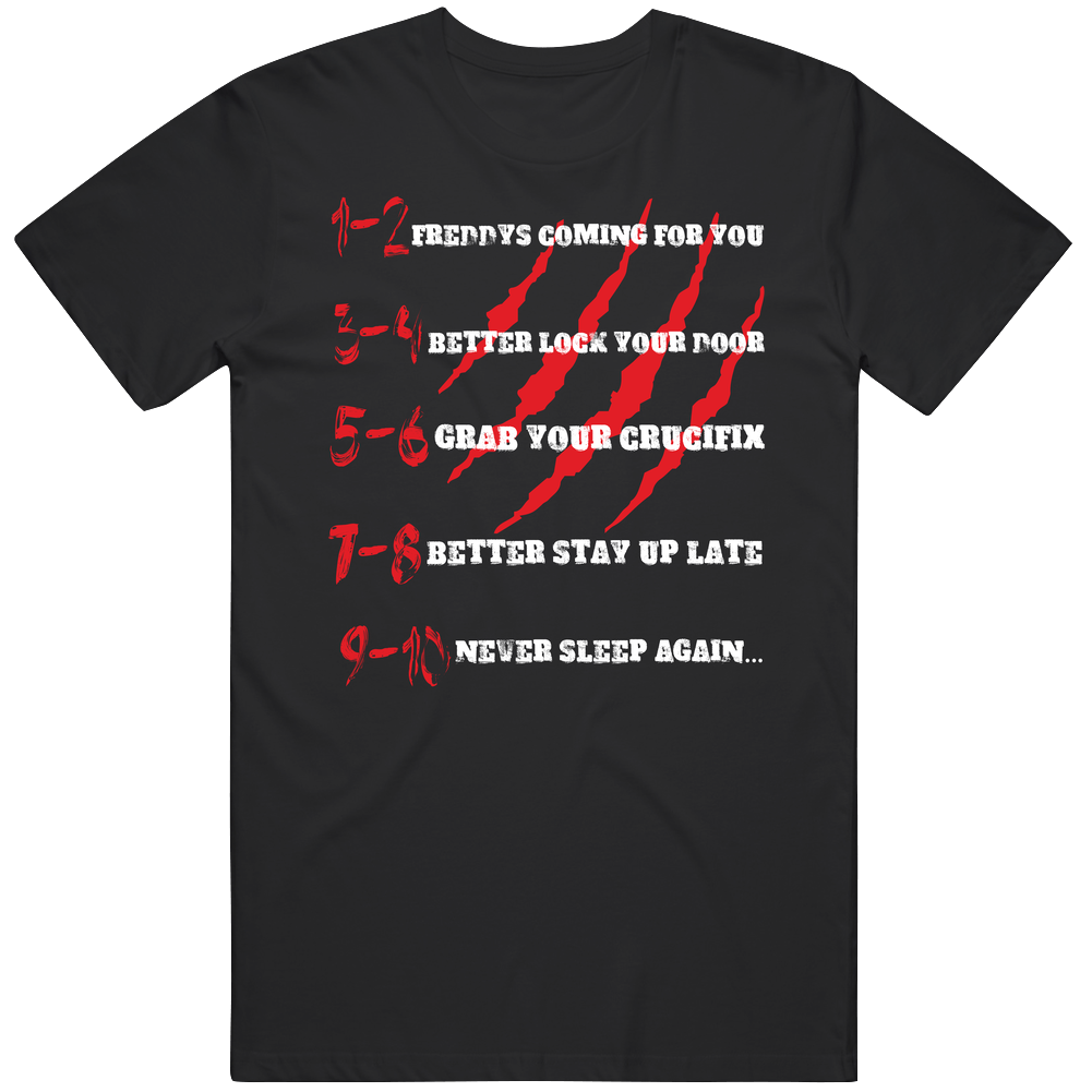Freddy Krueger Halloween 1-10 Poem Funny Halloween Men’s 100% Cotton Black T Shirt Freddy Krueger Halloween 1-10 Poem Funny Halloween Men’s 100% Cotton Black T Shirt