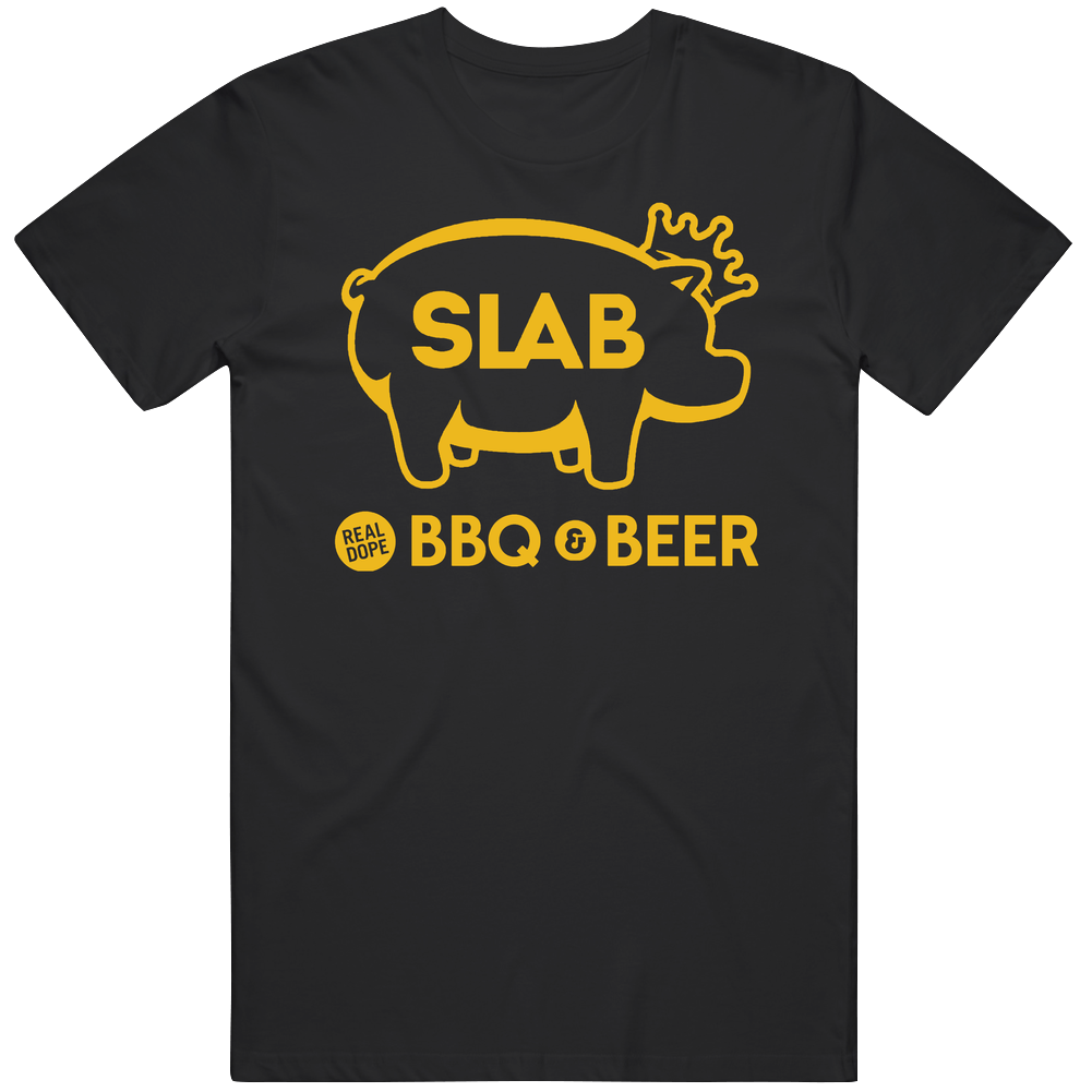 Slab Bbq And Beer Favorite Restaurant Men’s 100% Cotton Black T Shirt Slab Bbq And Beer Favorite Restaurant Men’s 100% Cotton Black T Shirt