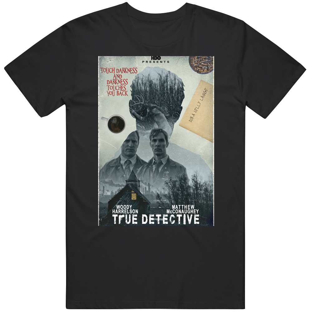 True Detective Double Exposure Fan Men’s 100% Cotton Black T Shirt True Detective Double Exposure Fan Men’s 100% Cotton Black T Shirt