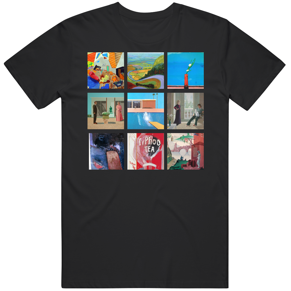David Hockney Art Paintings Trendy Artsy Men’s 100% Cotton Black T Shirt David Hockney Art Paintings Trendy Artsy Men’s 100% Cotton Black T Shirt