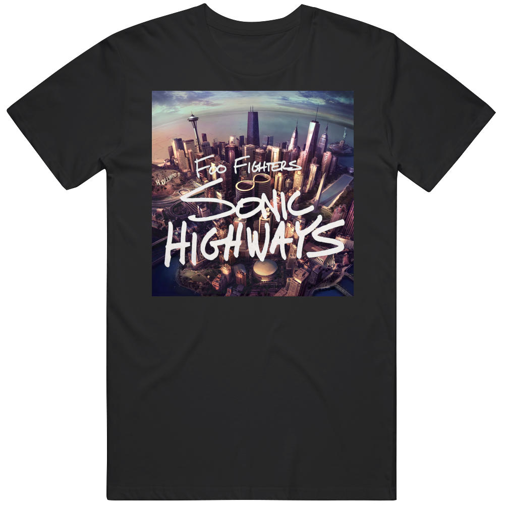 Foo Fighters Sonic Highways Tv Show Fan Men’s 100% Cotton Black T Shirt Foo Fighters Sonic Highways Tv Show Fan Men’s 100% Cotton Black T Shirt