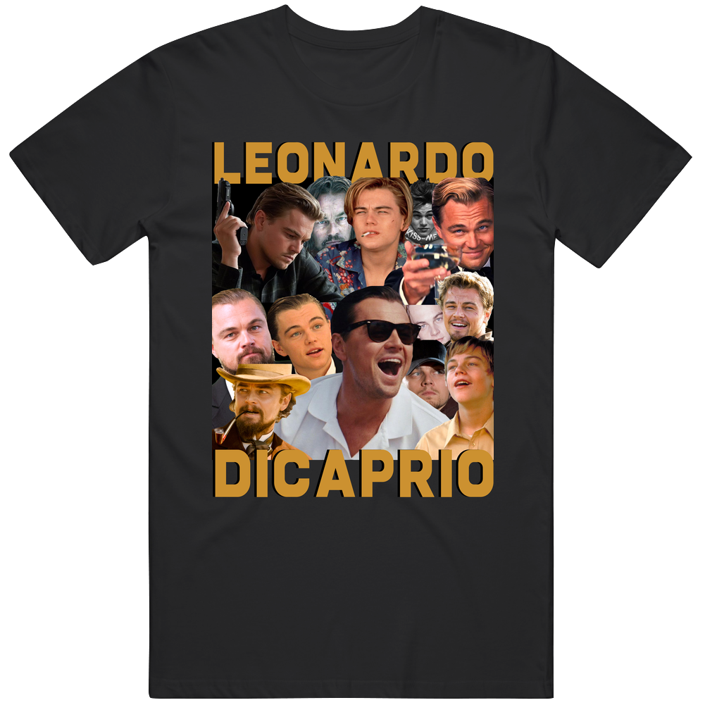 Leonardo Dicaprio Movies Mashup Hollywood Actor Fan Men’s 100% Cotton Black T Shirt Leonardo Dicaprio Movies Mashup Hollywood Actor Fan Men’s 100% Cotton Black T Shirt
