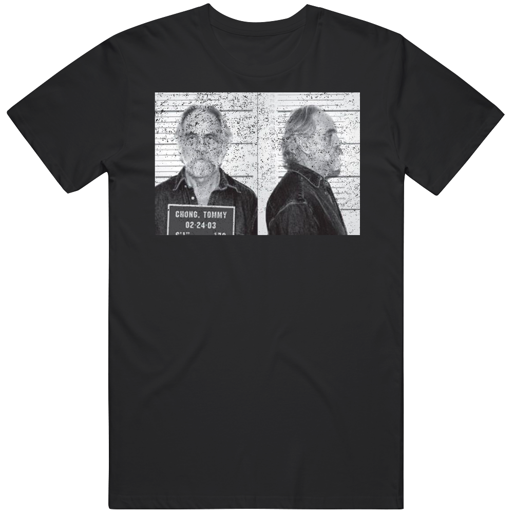 Tommy Chong Mugshot Men’s 100% Cotton Black T Shirt Tommy Chong Mugshot Men’s 100% Cotton Black T Shirt