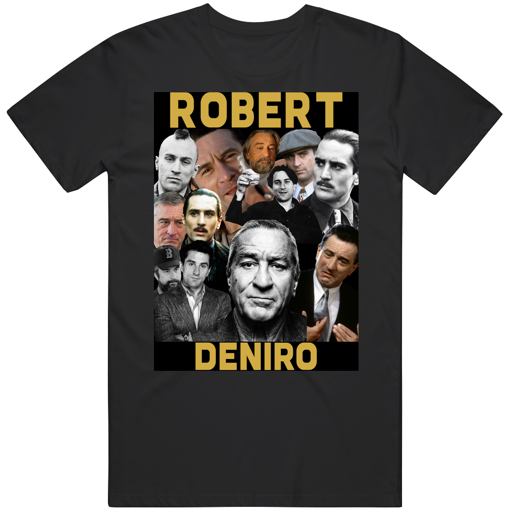 Robert Deniro Movies Mashup Hollywood Actor Fan Men’s 100% Cotton Black T Shirt Robert Deniro Movies Mashup Hollywood Actor Fan Men’s 100% Cotton Black T Shirt