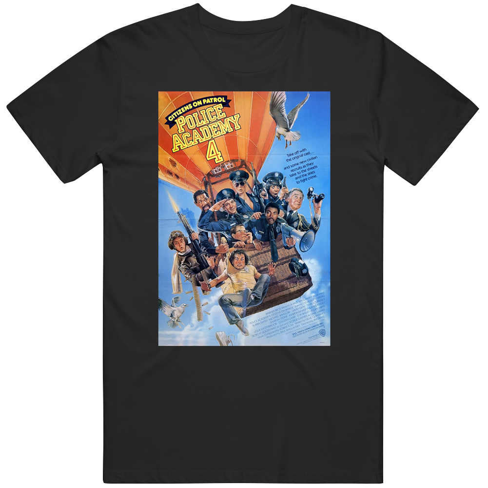 Police Academy 4 Citizens On Patrol Retro Movie Fan Men’s 100% Cotton Black T Shirt Police Academy 4 Citizens On Patrol Retro Movie Fan Men’s 100% Cotton Black T Shirt