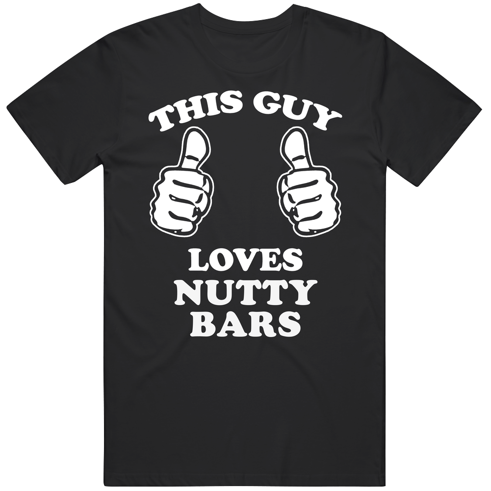 This Guy Loves Nutty Bars Fun Retro Favorite Food Men’s 100% Cotton Black T Shirt This Guy Loves Nutty Bars Fun Retro Favorite Food Men’s 100% Cotton Black T Shirt