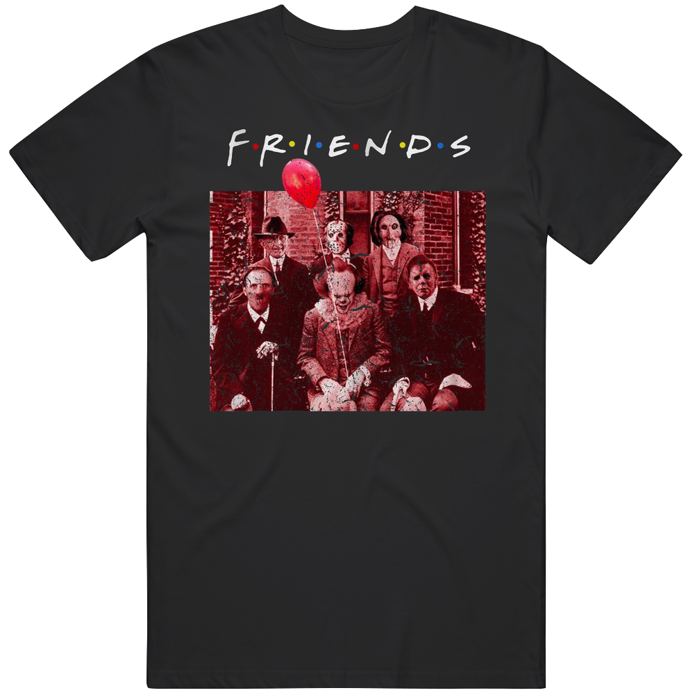 Horror Movie Characters Friends Mash Up Men’s 100% Cotton Black T Shirt Horror Movie Characters Friends Mash Up Men’s 100% Cotton Black T Shirt
