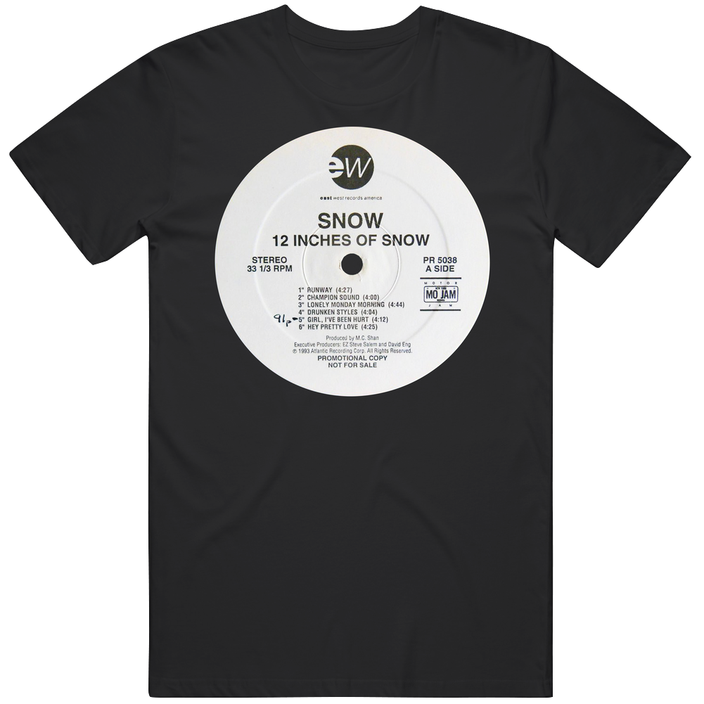 Snow Informer 12 Inches Of Snow Rap 1993 Record Fan Men’s 100% Cotton Black T Shirt Snow Informer 12 Inches Of Snow Rap 1993 Record Fan Men’s 100% Cotton Black T Shirt