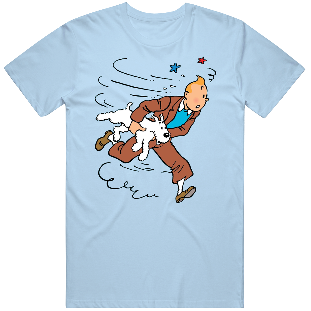 The Adventures Of Tintin Tv Show Season Three Fan Men’s 100% Cotton Light Blue T Shirt The Adventures Of Tintin Tv Show Season Three Fan Men’s 100% Cotton Light Blue T Shirt