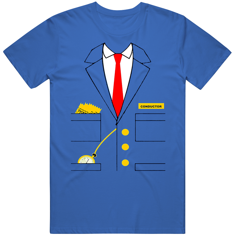 Train Conductor Halloween Costume Men’s 100% Cotton Royal Blue T Shirt Train Conductor Halloween Costume Men’s 100% Cotton Royal Blue T Shirt