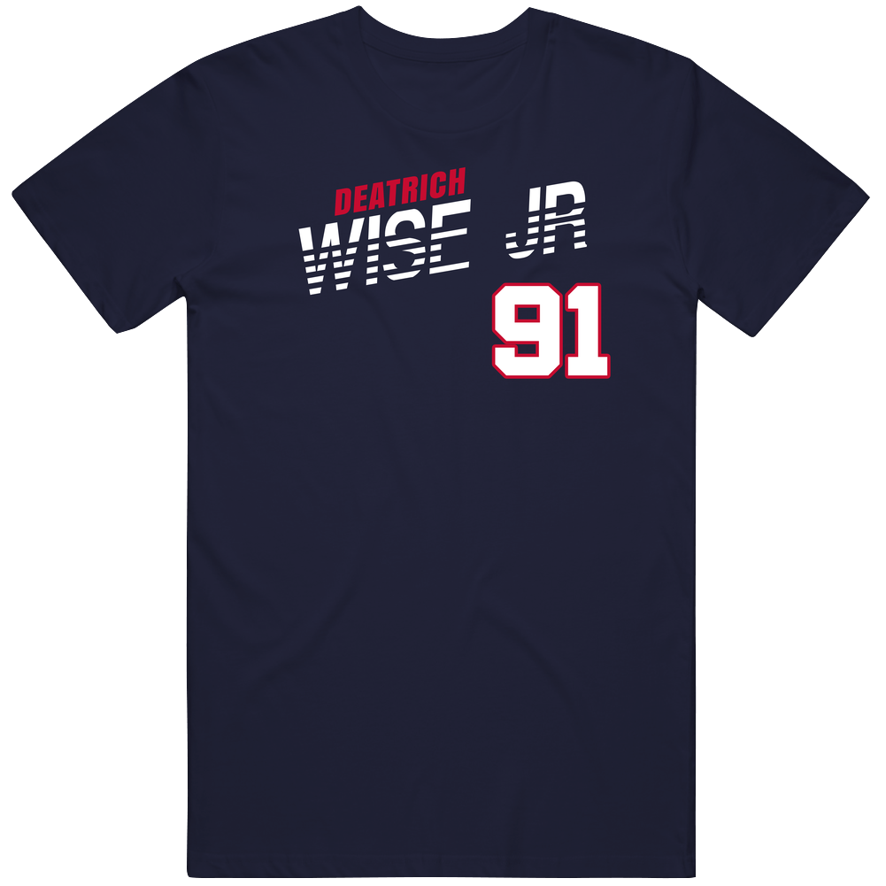 Deatrich Wise Jr 91 Favorite Player New England Football Fan Men’s 100% Cotton Navy Blue T Shirt