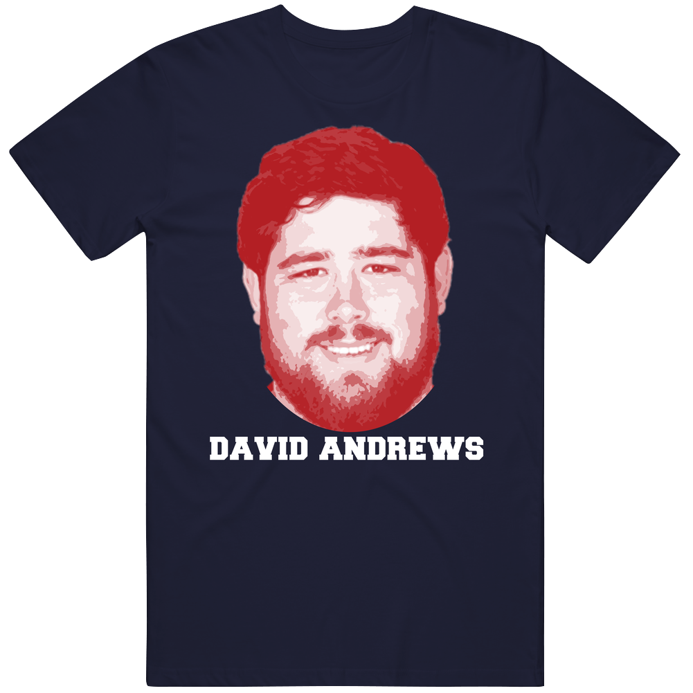 David Andrews Face Big Head New England Football Player Fan Men’s 100% Cotton Navy Blue T Shirt
