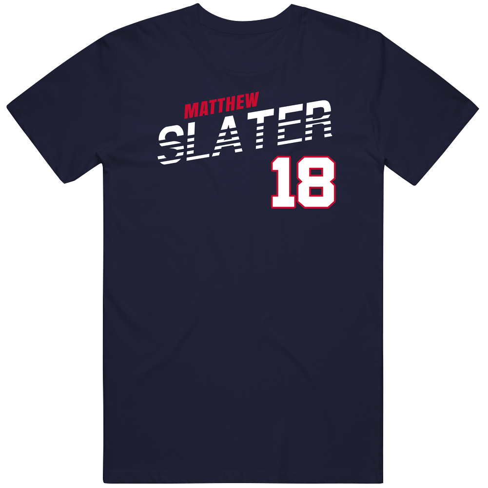 Matthew Slater 18 Favorite Player New England Football Fan Men’s 100% Cotton Navy Blue T Shirt