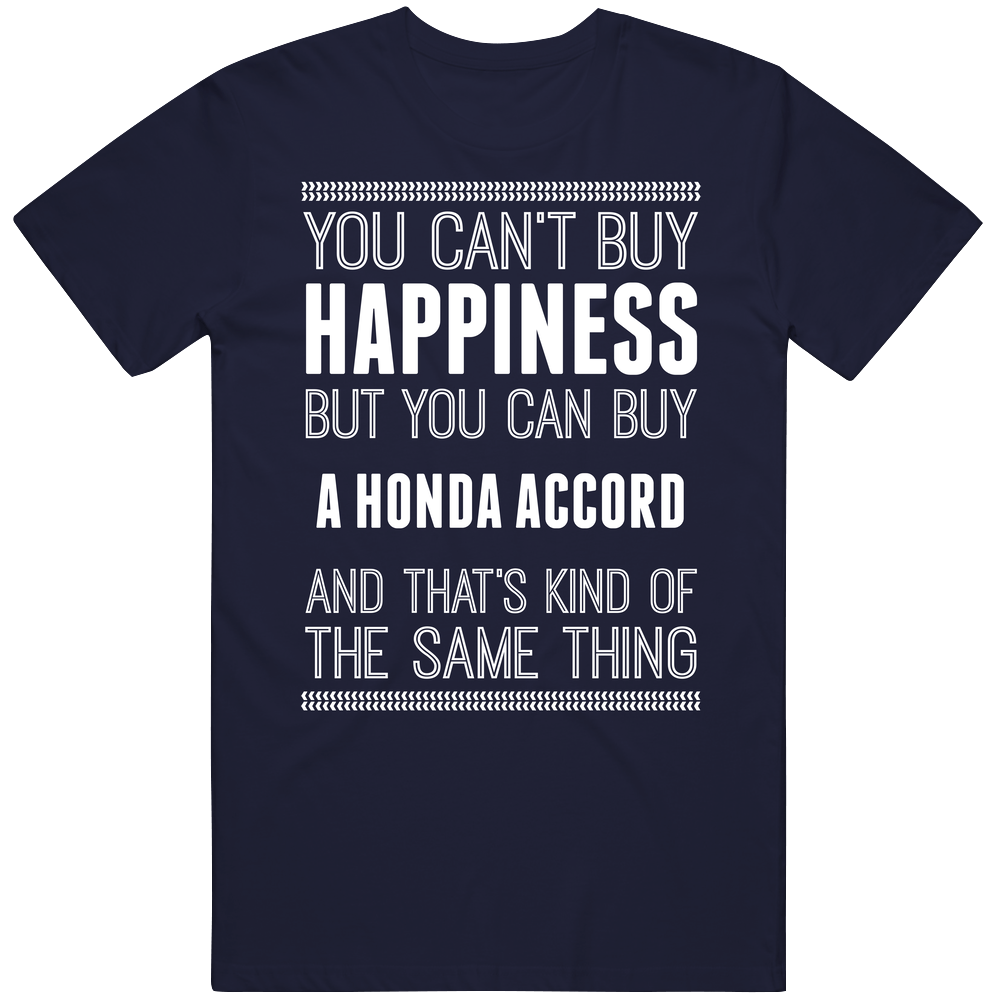 Buy A Honda Accord Happiness Car Lover Men’s 100% Cotton Navy Blue T Shirt