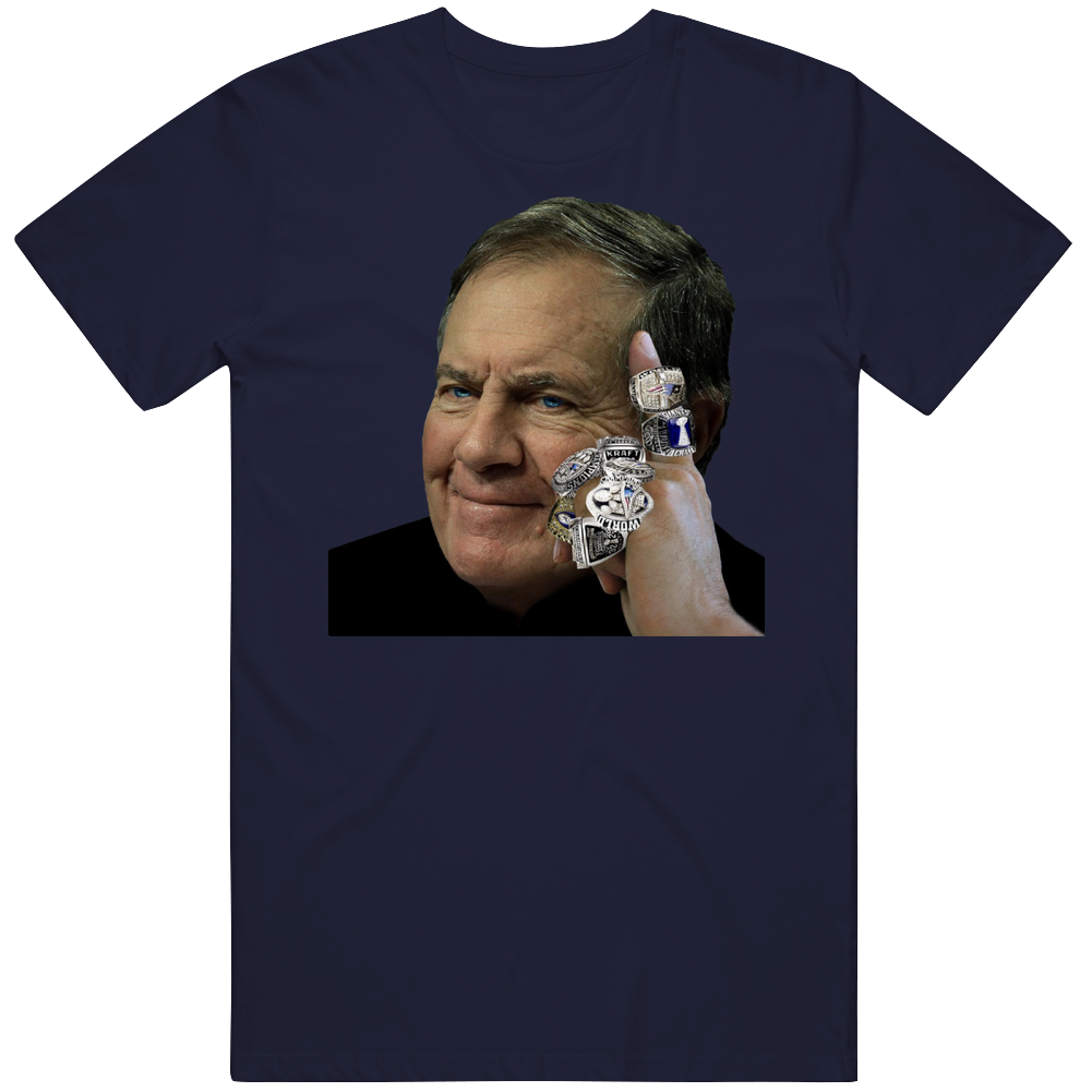 Billy Belichick New England Coach Football 6 Rings Fan Men’s 100% Cotton Navy Blue T Shirt Billy Belichick New England Coach Football 6 Rings Fan Men’s 100% Cotton Navy Blue T Shirt