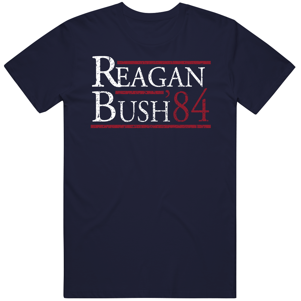 Reagan Bush 1984 Presidential Men’s 100% Cotton Navy Blue T Shirt Reagan Bush 1984 Presidential Men’s 100% Cotton Navy Blue T Shirt