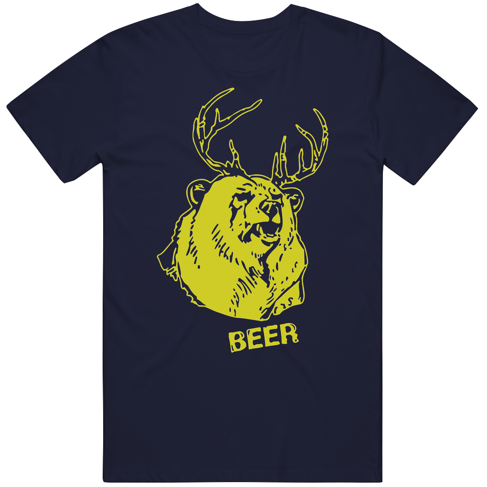 Macs Bear Plus Deer Men’s 100% Cotton Navy Blue T Shirt Macs Bear Plus Deer Men’s 100% Cotton Navy Blue T Shirt