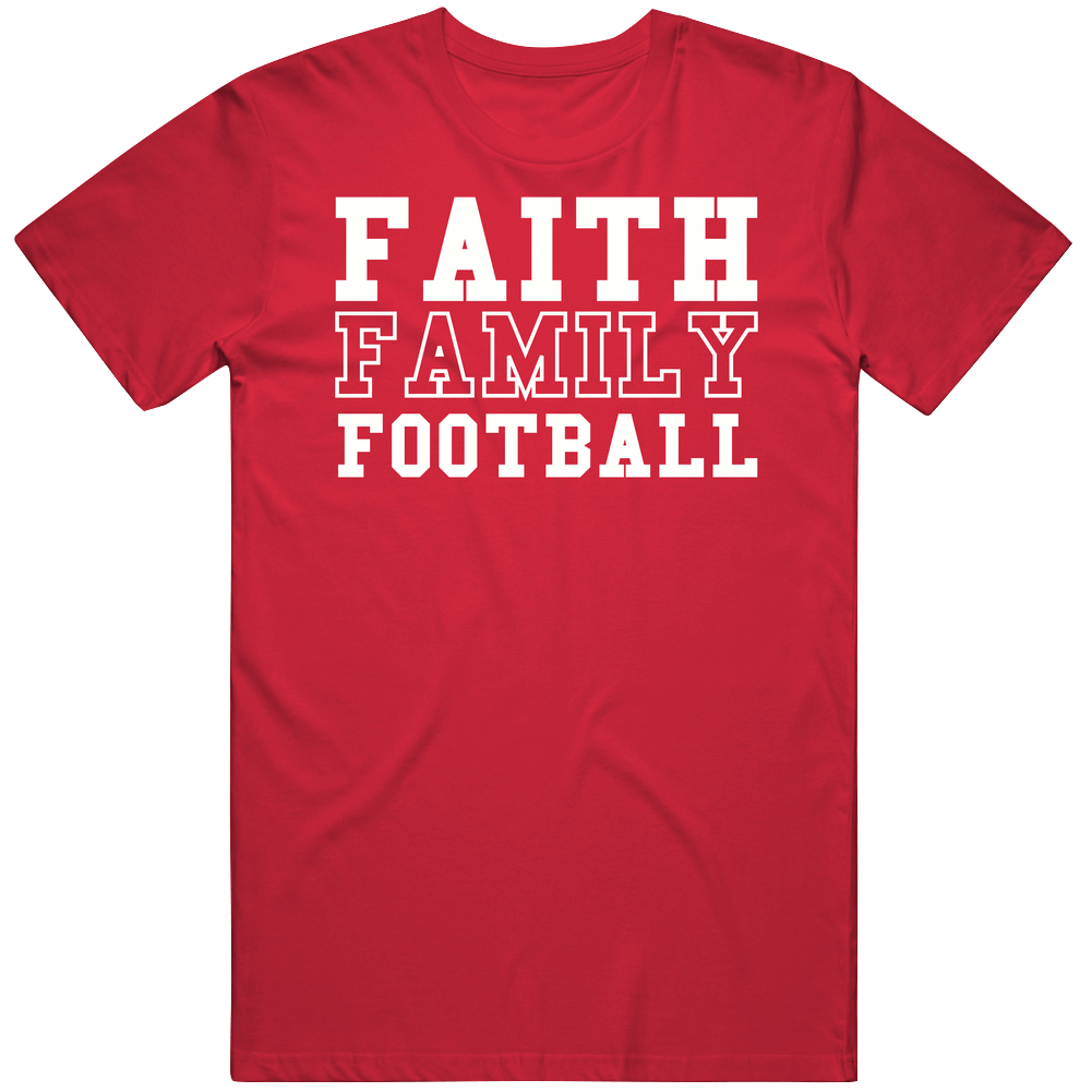 Faith Family Football American Men’s 100% Cotton Red T Shirt Faith Family Football American Men’s 100% Cotton Red T Shirt