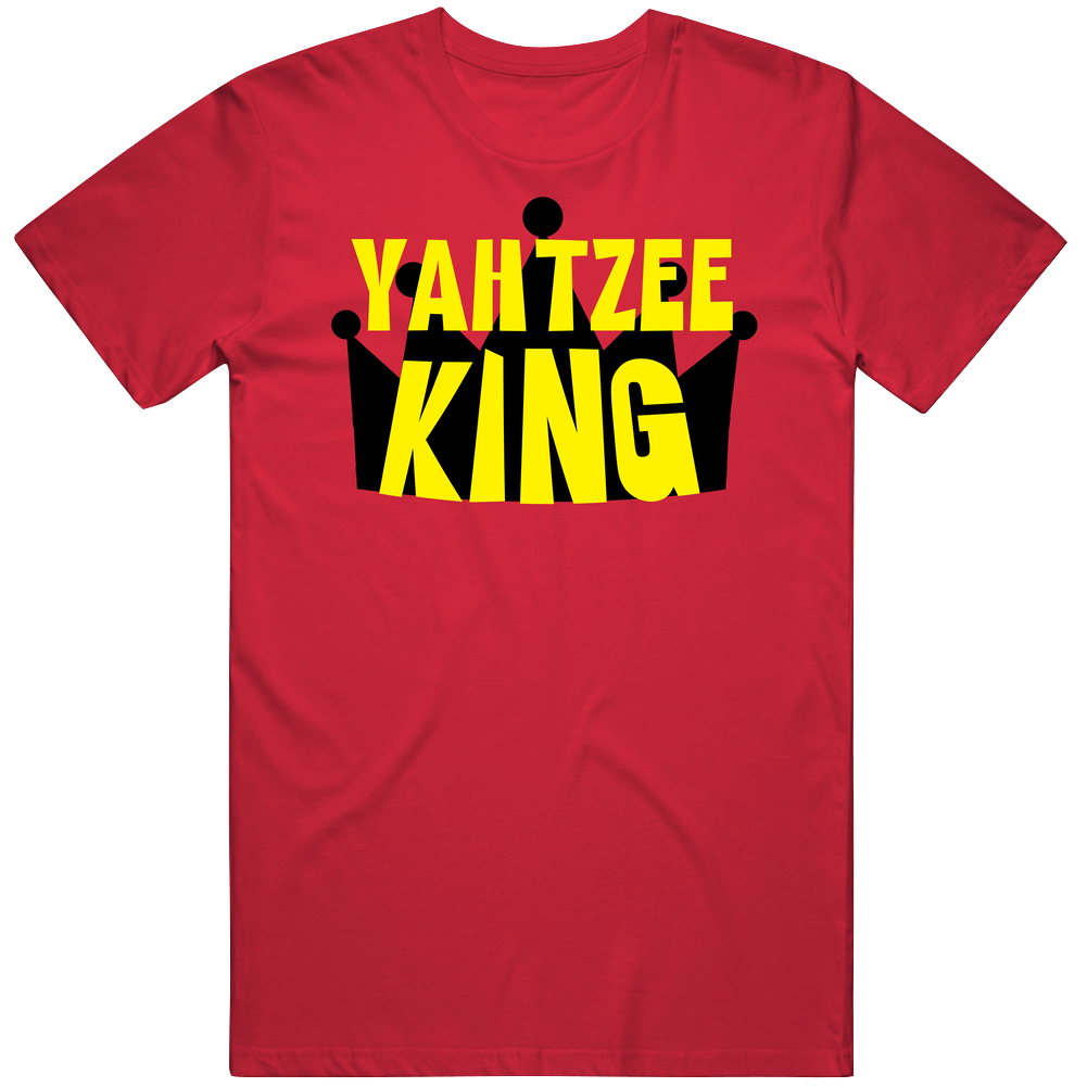 Yahtzee King Sports And Hobbies Master Men’s 100% Cotton Red T Shirt Yahtzee King Sports And Hobbies Master Men’s 100% Cotton Red T Shirt