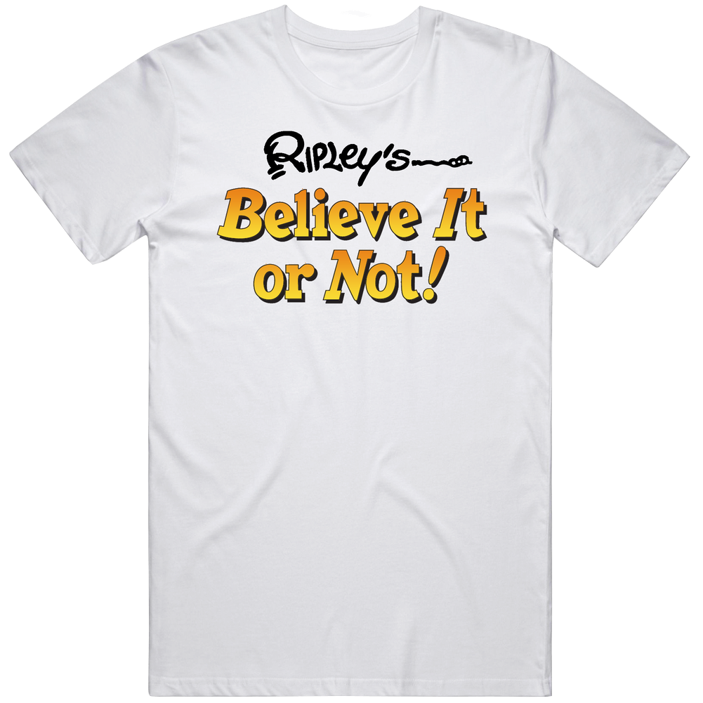 Ripley's Believe It Or Not Retro 80s Tv Show Logo Fan Men’s 100% Cotton White T Shirt Ripley's Believe It Or Not Retro 80s Tv Show Logo Fan Men’s 100% Cotton White T Shirt