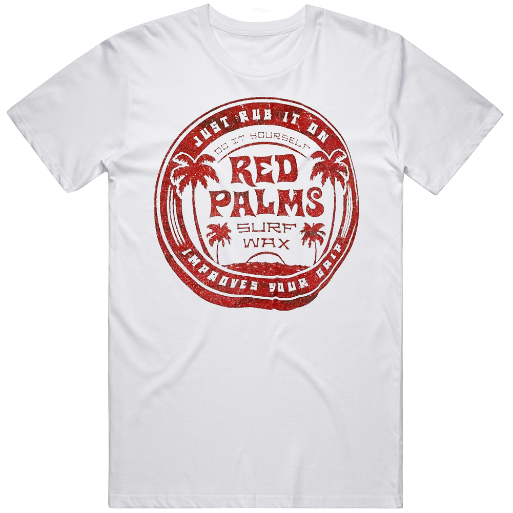 Red Palms Surf Wax 90s Men’s 100% Cotton White T Shirt Red Palms Surf Wax 90s Men’s 100% Cotton White T Shirt