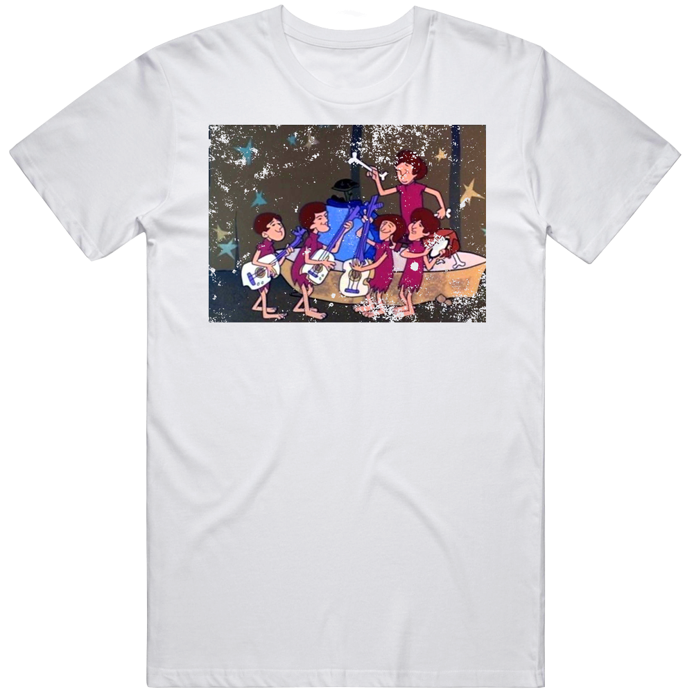 The Beau Brummelstones The Flintstones Fictional Music Group Fan Men’s 100% Cotton White T Shirt The Beau Brummelstones The Flintstones Fictional Music Group Fan Men’s 100% Cotton White T Shirt