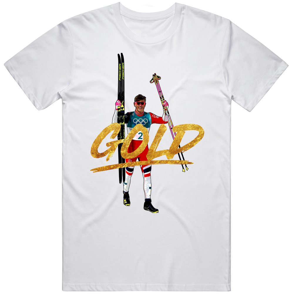 Johannes Høsflot Klæbo Gold Norway Cross Country Skiing 2018 Air Olympic Athelete Fan Men’s 100% Cotton White T Shirt Johannes Høsflot Klæbo Gold Norway Cross Country Skiing 2018 Air Olympic Athelete Fan Men’s 100% Cotton White T Shirt