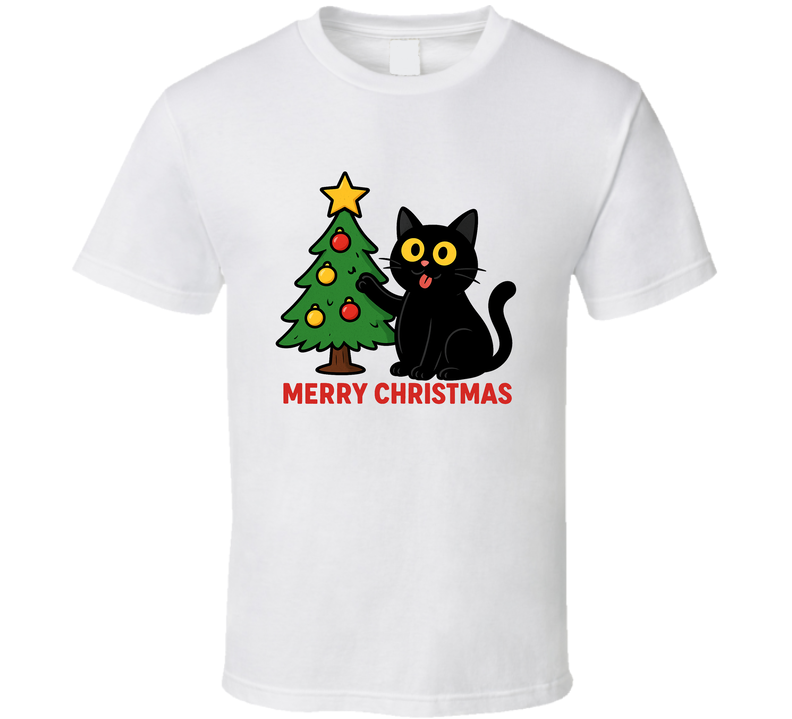 Funny Black Cat Merry Christmas Cartoon Tee Great Cat Owner Gift T Shirt Funny Black Cat Merry Christmas Cartoon Tee Great Cat Owner Gift T Shirt