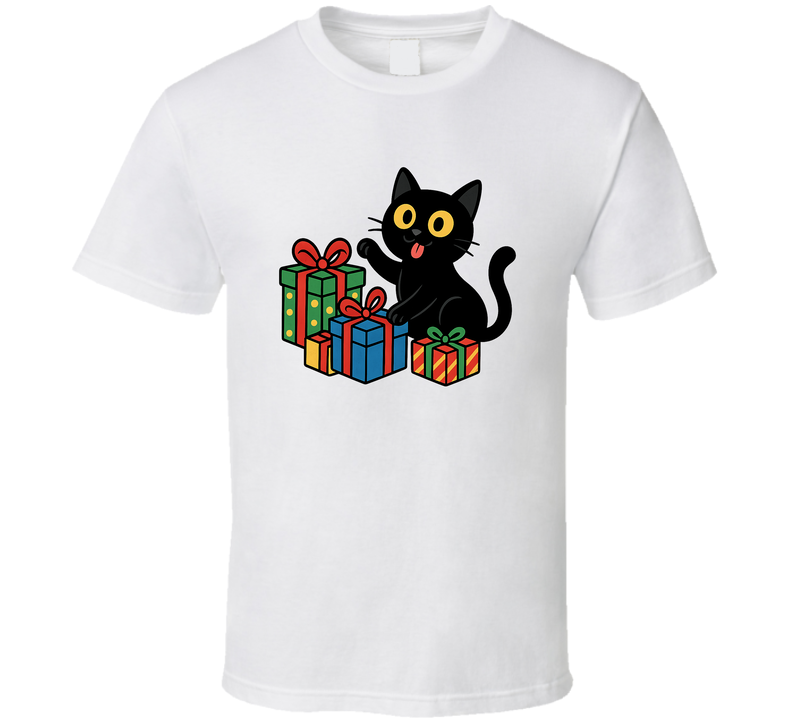 Funny Black Cat Christmas Presents Cartoon Tee Great Cat Owner Gift T Shirt Funny Black Cat Christmas Presents Cartoon Tee Great Cat Owner Gift T Shirt