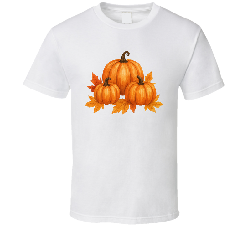 Autumn Pumpkins With Fall Leaves TShirt Autumn Watercolor Tee T Shirt Autumn Pumpkins With Fall Leaves TShirt Autumn Watercolor Tee T Shirt