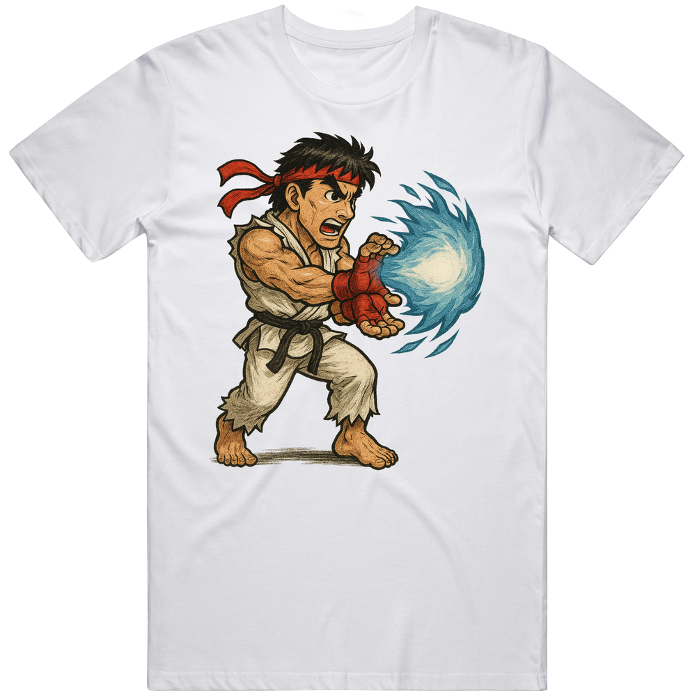 Ryu Vintage Retro Caricature Fireball Video Game T Shirt Ryu Vintage Retro Caricature Fireball Video Game T Shirt