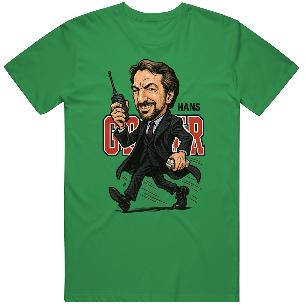 Classic 80s 90s Christmas Movie Hans Gruber Caricature Die Hard Fan T Shirt