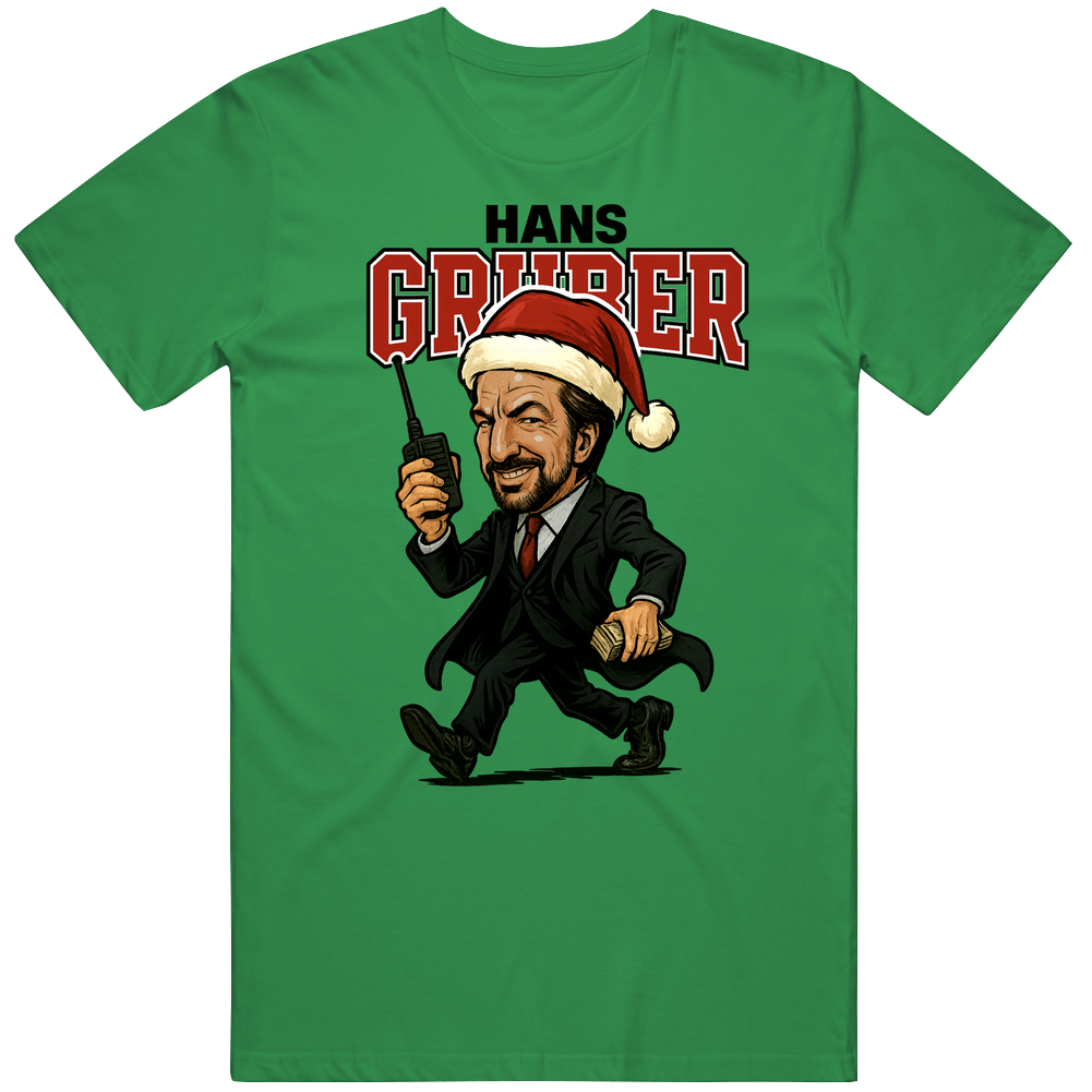 Classic 80s  90s Christmas Movie Hans Gruber Caricature Die Hard Fan v2 T Shirt